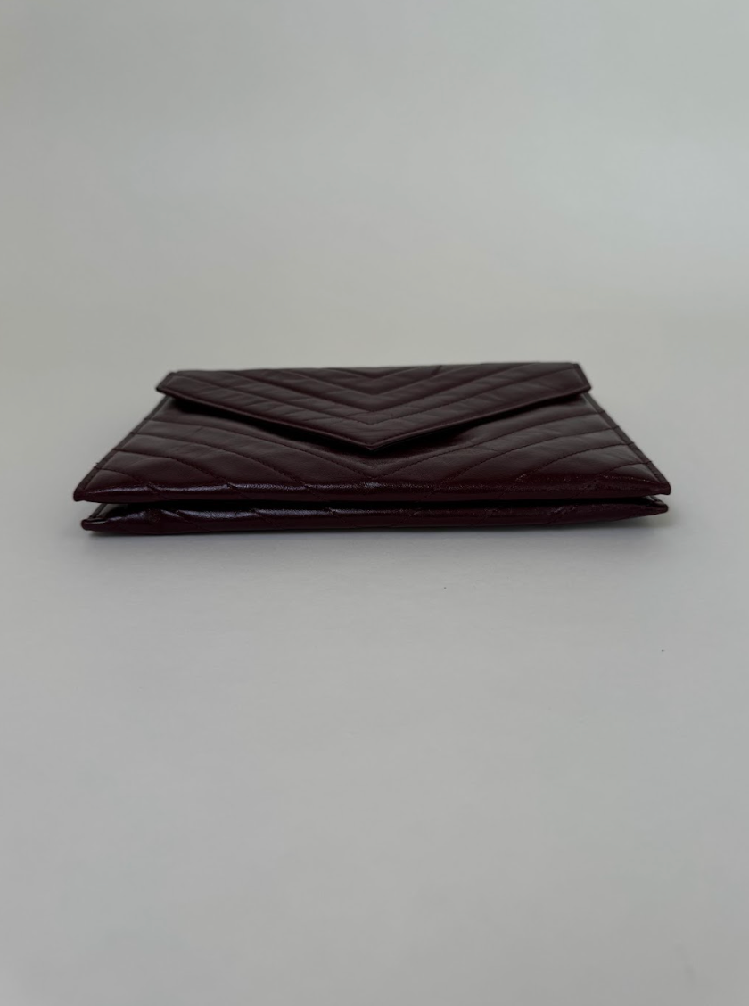 YSL Burgundy Leather Clutch