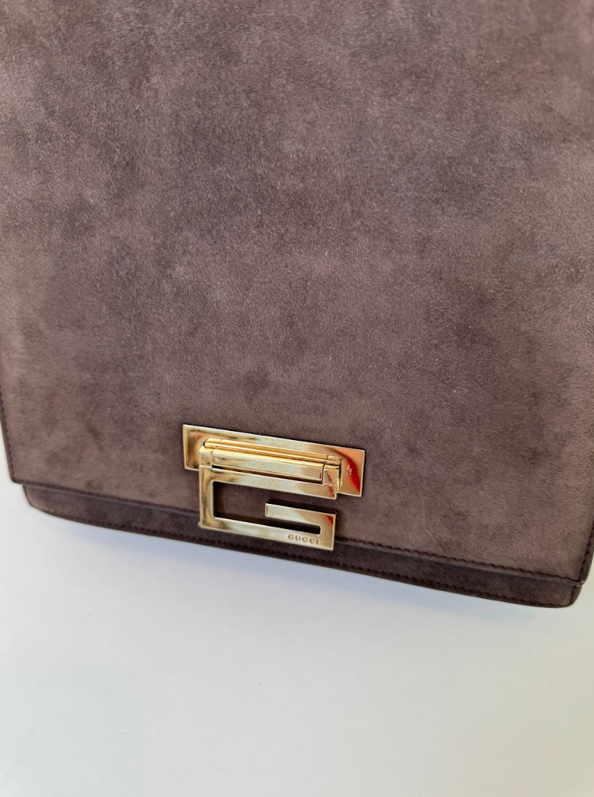 Gucci Tom Ford Brown Suede Shoulder Bag